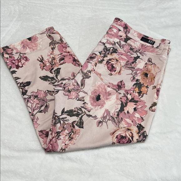 Kut From The Kloth Lauren Crop Straight Leg Floral Pants – Size 14 EUC - Picture 9 of 11
